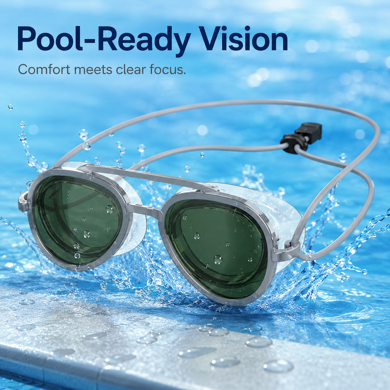 Premium Aviator Swim Goggles | Anti-Leak Wide View Training Mask detail view